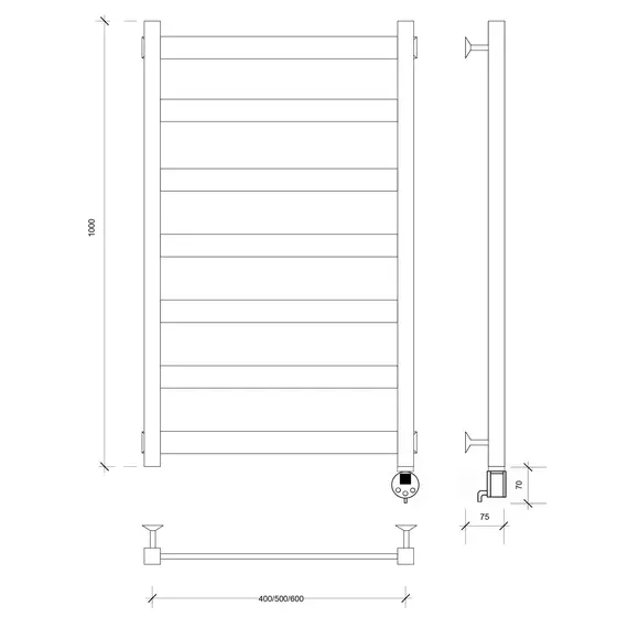 Полотенцесушитель Secado Комано 2 электрический L/R черный матовый