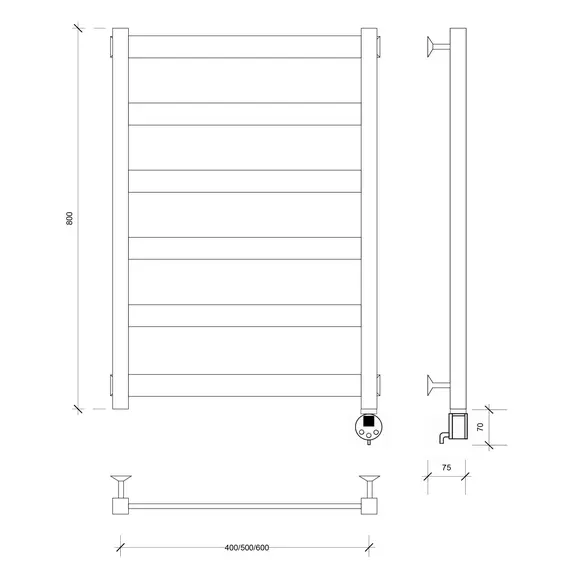 Полотенцесушитель Secado Комано 1 электрический L/R хром