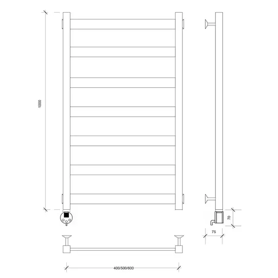 Полотенцесушитель Secado Комано 2 электрический L/R черный матовый