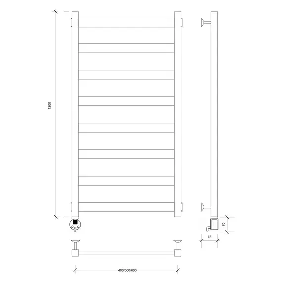 Полотенцесушитель Secado Комано 2 электрический L/R черный матовый