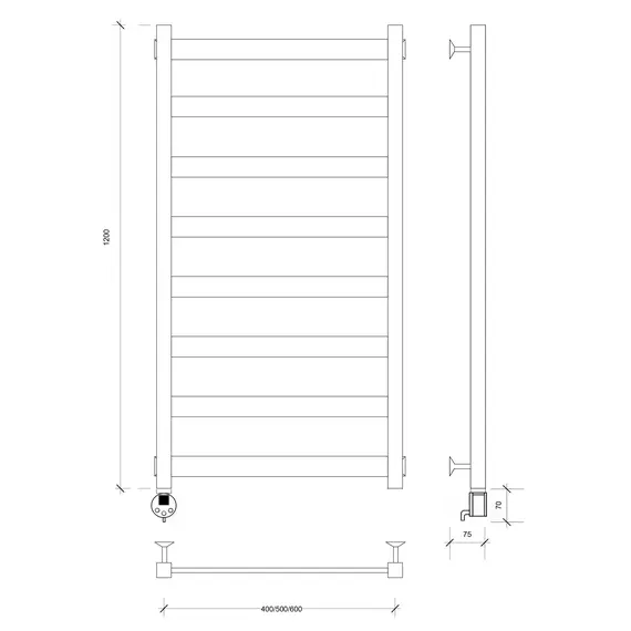 Полотенцесушитель Secado Комано 1 электрический L/R черный матовый