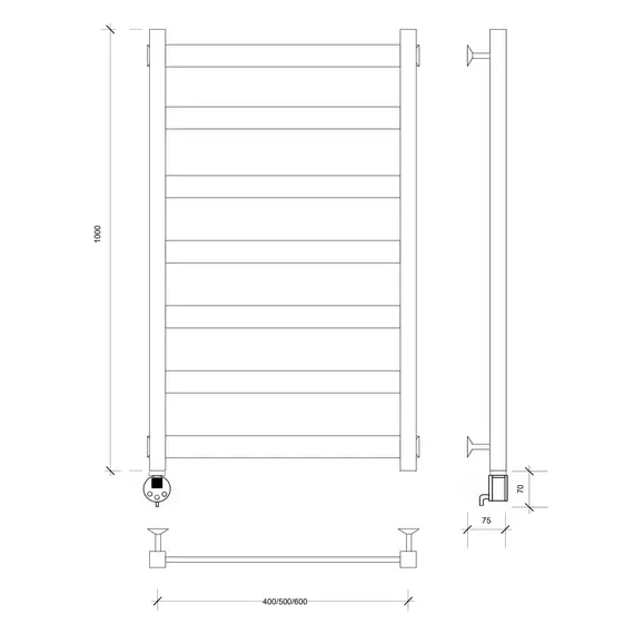 Полотенцесушитель Secado Комано 1 электрический L/R хром