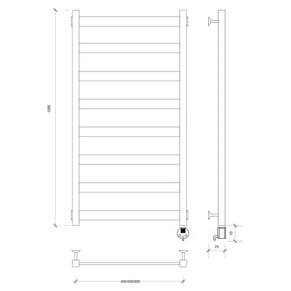 Полотенцесушитель Secado Комано 1 электрический L/R черный матовый