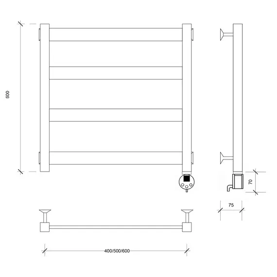 Полотенцесушитель Secado Комано 2 электрический L/R черный матовый