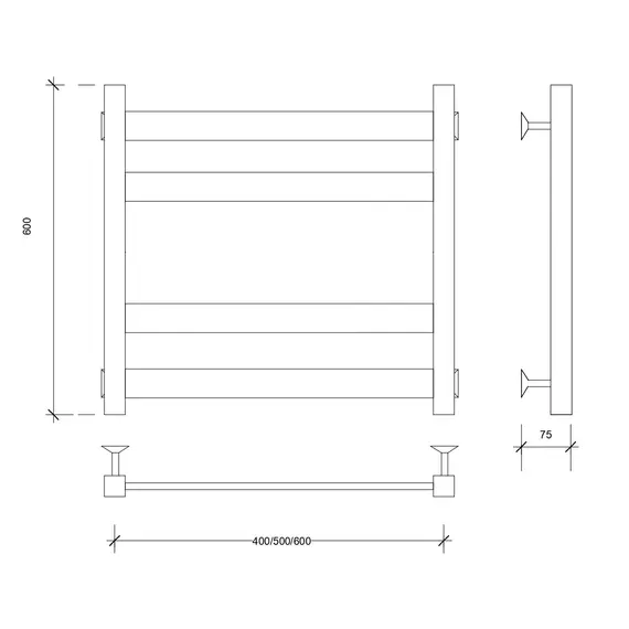 Полотенцесушитель Secado Комано 3  электрический L/R черный матовый