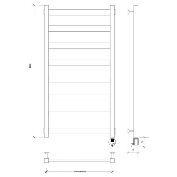 Полотенцесушитель Secado Комано 2 электрический L/R черный матовый