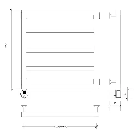 Полотенцесушитель Secado Парма  электрический L/R черный матовый