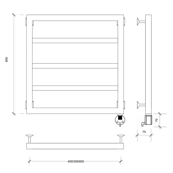 Полотенцесушитель Secado Парма  электрический L/R черный матовый