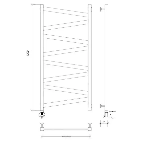 Полотенцесушитель Secado Мирано плюс  электрический L/R черный матовый