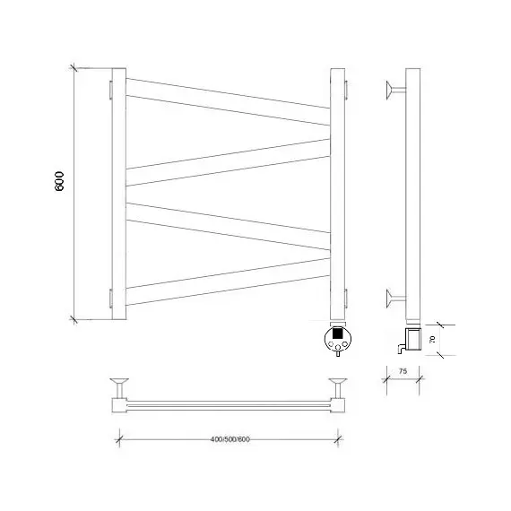 Полотенцесушитель Secado Мирано плюс  электрический L/R черный матовый
