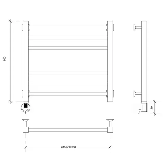 Полотенцесушитель Secado Модена электрический L/R черный матовый