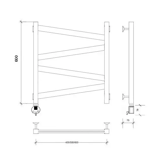 Полотенцесушитель Secado Мирано плюс  электрический L/R черный матовый