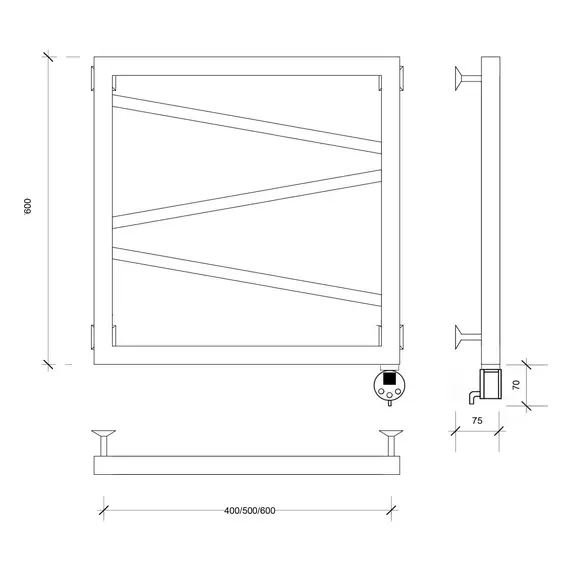 Полотенцесушитель Secado Мирано электрический L/R черный матовый