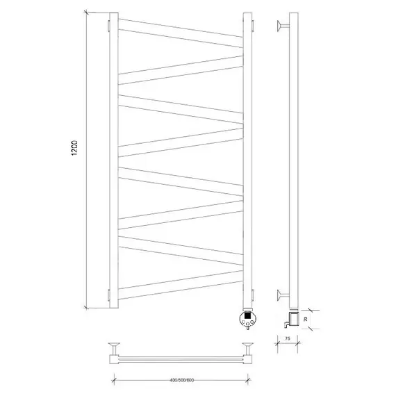 Полотенцесушитель Secado Мирано плюс  электрический L/R черный матовый