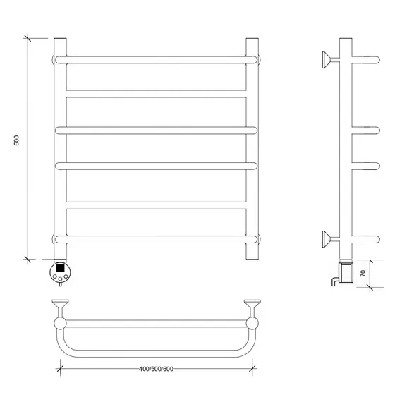 Полотенцесушитель Secado Модена 2 электрический L/R  хром