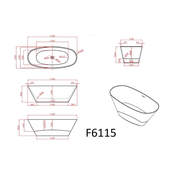 Ванна акриловая Frank F6115  170х75