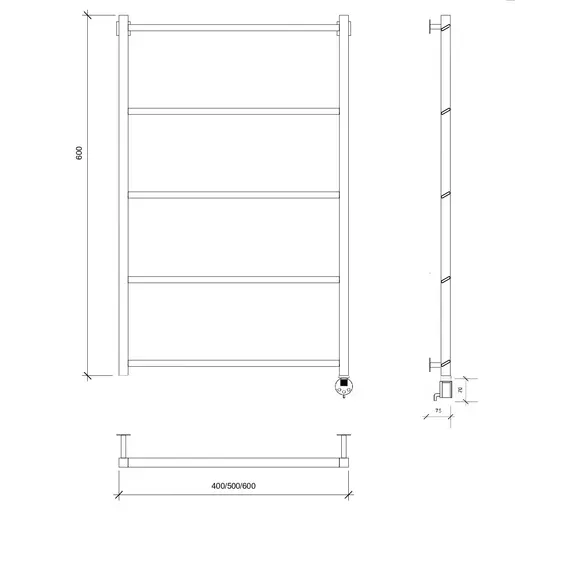 Полотенцесушитель Secado Корсико Grado электрический L/R черный матовый