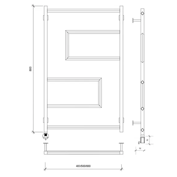 Полотенцесушитель Secado Рабби  электрический L/R черный матовый