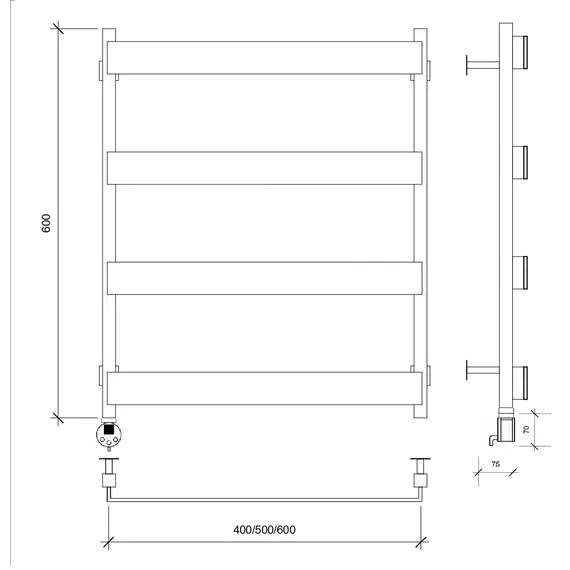 Полотенцесушитель Secado Кродо  электрический L/R черный матовый