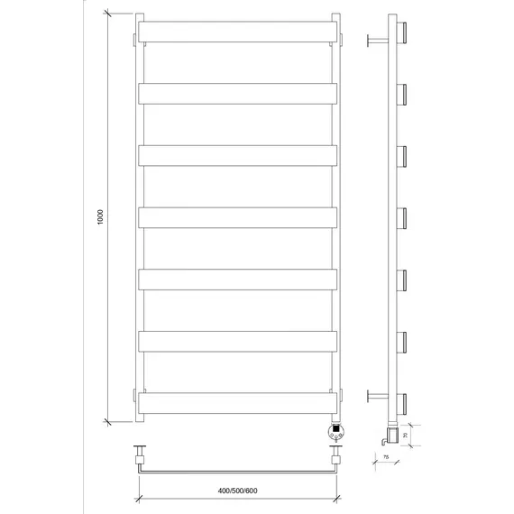 Полотенцесушитель Secado Кродо  электрический L/R черный матовый
