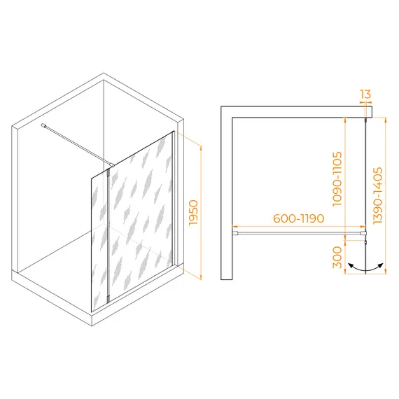 Душевая перегородка RGW WA-051 (WA-010 + Z-071)