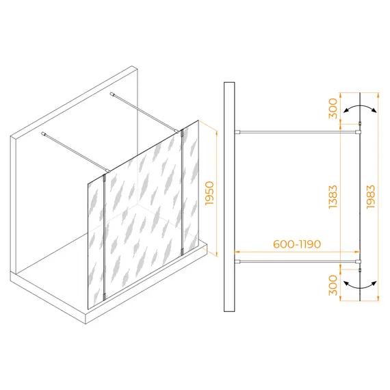 Душевая перегородка RGW WA-052 (WA-016+2Z-071)