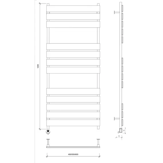 Полотенцесушитель Secado Мормано  электрический L/R черный матовый