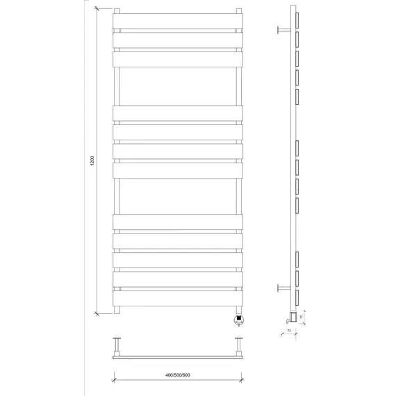 Полотенцесушитель Secado Мормано  электрический L/R черный матовый