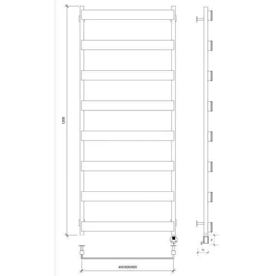 Полотенцесушитель Secado Кродо  электрический L/R черный матовый