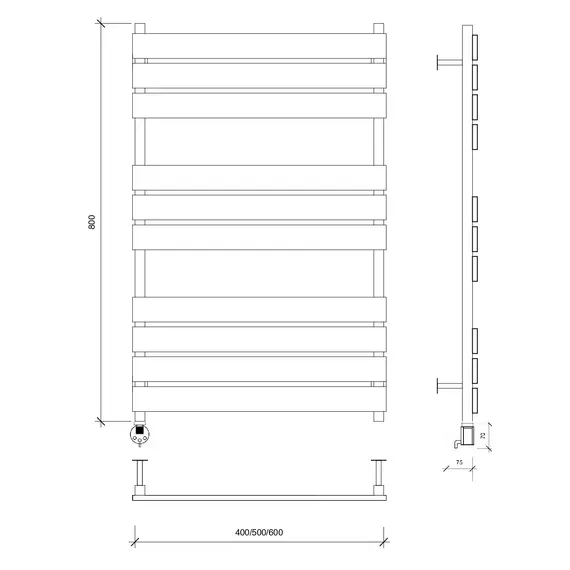 Полотенцесушитель Secado Мормано  электрический L/R черный матовый