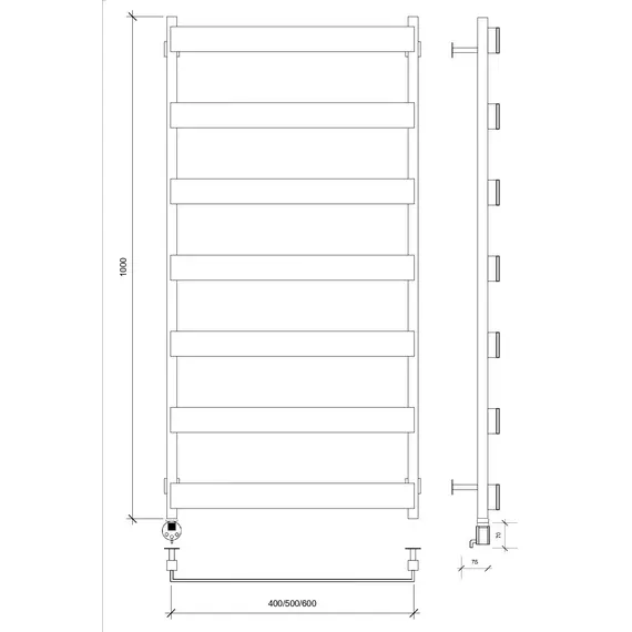 Полотенцесушитель Secado Кродо  электрический L/R черный матовый
