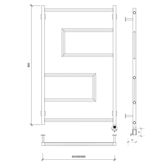 Полотенцесушитель Secado Рабби  электрический L/R черный матовый