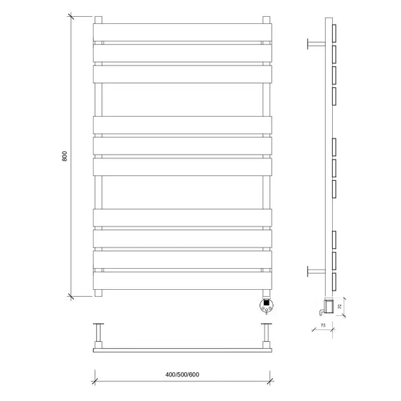 Полотенцесушитель Secado Мормано  электрический L/R черный матовый