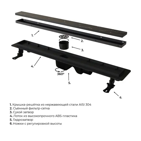 Душевой лоток RGW Drain Leo-31 черный