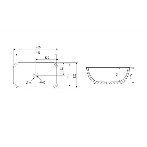 Раковина накладная ABBER Rechteck AC2200MW белая матовая