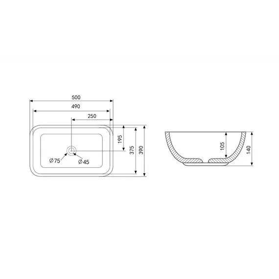 Раковина накладная ABBER Rechteck AC2202MW белая матовая