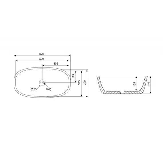 Раковина накладная ABBER Rechteck AC2206MW белая матовая