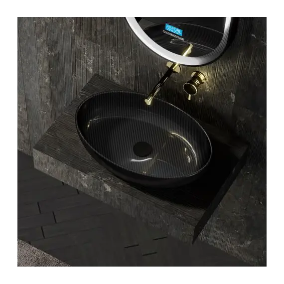 Раковина накладная карбоновая ABBER Karbon AK2041 черная