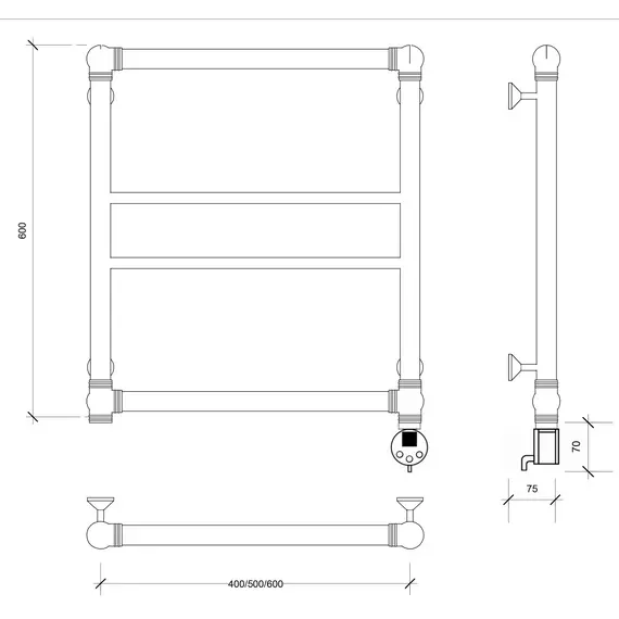 Полотенцесушитель латунный Secado Бароло, электрический L/R  бронза