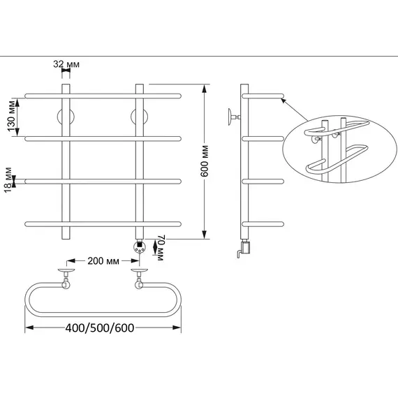 Полотенцесушитель латунный Secado Венеция , электрический L/R бронза