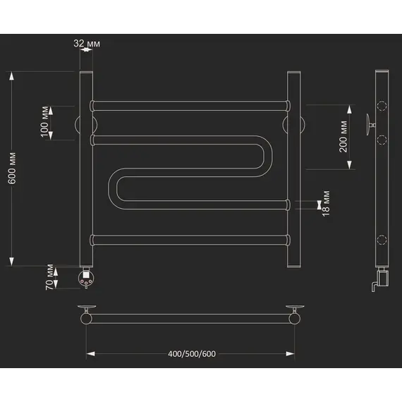 Полотенцесушитель латунный Secado Валенсия 2  электрический L/R бронза