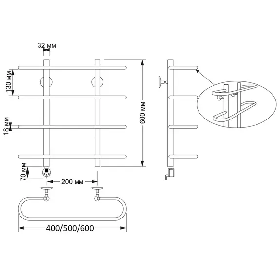 Полотенцесушитель латунный Secado Венеция , электрический L/R бронза