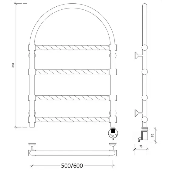Полотенцесушитель латунный Secado Римини 2 Trenza , электрический L/R  бронза