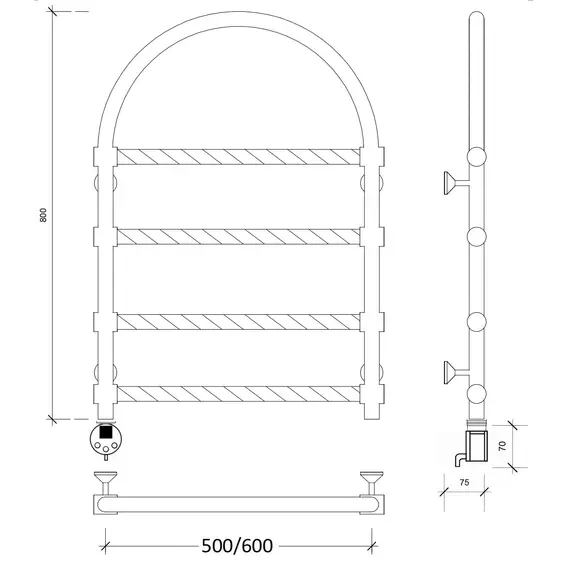 Полотенцесушитель латунный Secado Римини 2 Trenza , электрический L/R  бронза