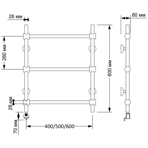 Полотенцесушитель латунный Secado Флоренция 2  электрический L/R  бронза