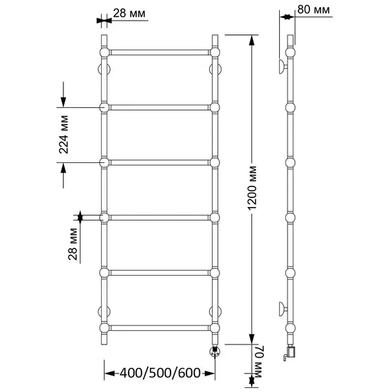 Полотенцесушитель латунный Secado Флоренция 1 электрический L/R  бронза