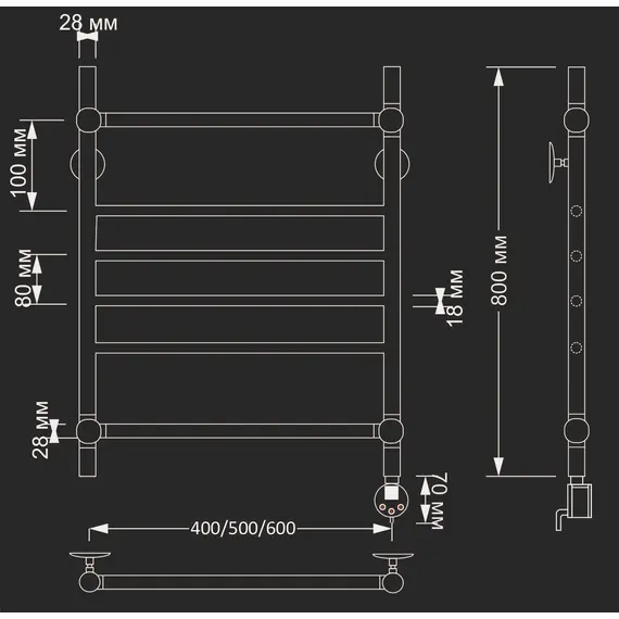 Полотенцесушитель латунный Secado Флоренция 4 электрический L/R  бронза