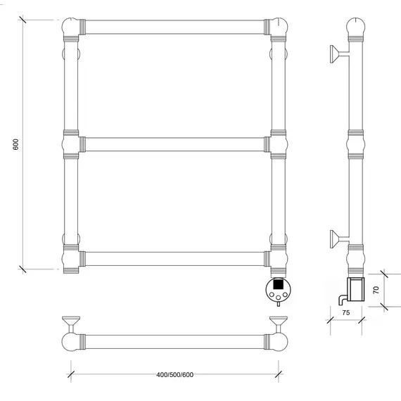 Полотенцесушитель латунный Secado Фалерони 1 электрический L/R  бронза