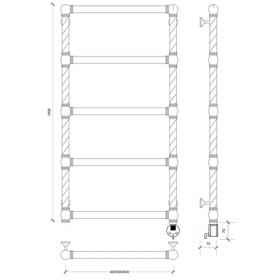 Полотенцесушитель латунный Secado Фалерони 1 Trenza  электрический L/R  бронза