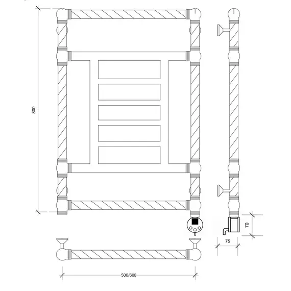 Полотенцесушитель латунный Secado Фалерони 3 Trenza  электрический L/R  бронза
